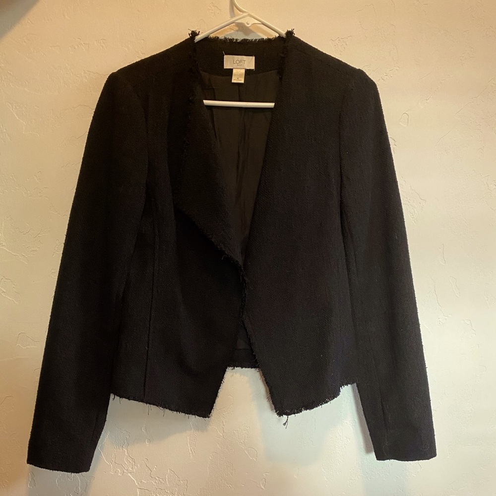 Loft fringed blazer. Black size 4